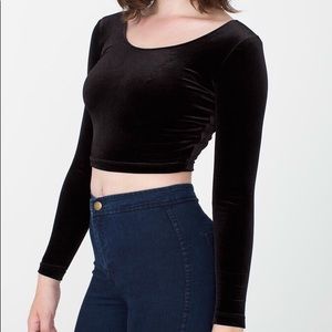 American apparel crop velvet long sleeve too